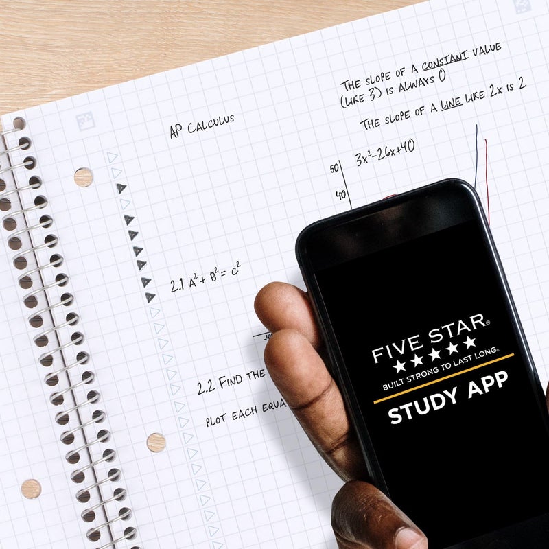 Five Star Spiral Notebook + Study App, 1 Subject, Graph Ruled Paper, Fights Ink Bleed, Water Resistant Cover, 8-1/2" x 11", 100 Sheets, Color Will Vary, 1 Count (06190) - Image 3